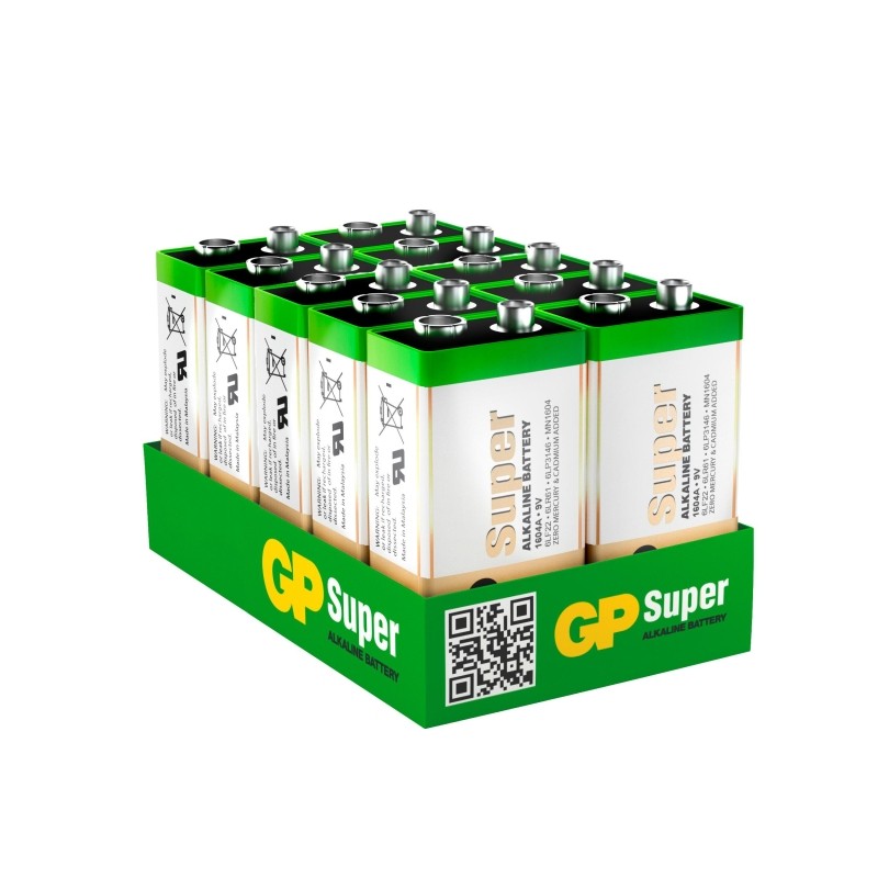 Батарейка GP Super 6LR61/1604A 1604A-5CR1/1604AA21-5CRSBC1 10 шт/уп, 1шт/бл