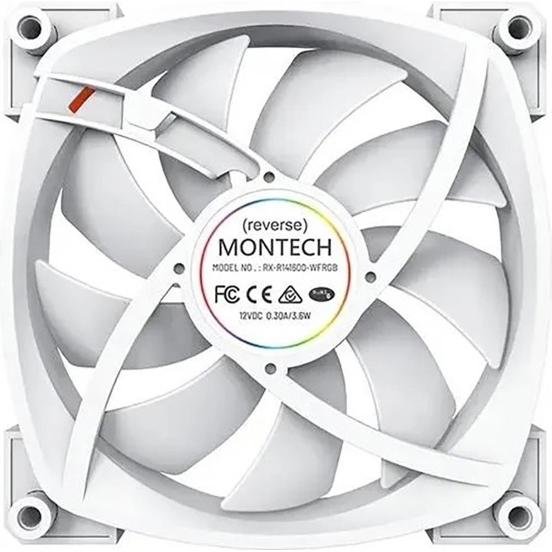 Вентилятор Montech (RX140 PWM WHITE)Reverse ARGB 140х140x25 бел. 4-pin Ret
