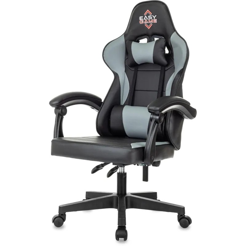 Кресло VB_Echair Easy Game-907 LT PU экокожа черный/серый, пластик