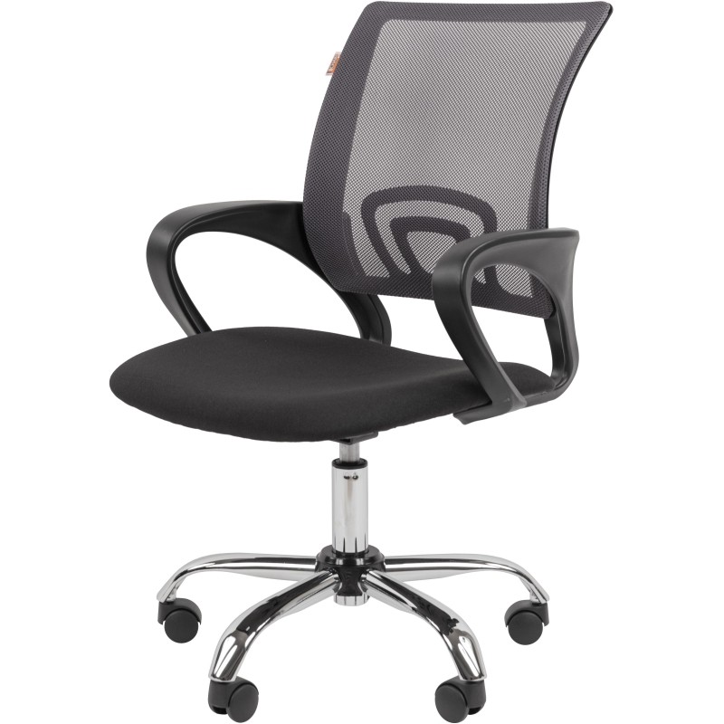Кресло VT_EChair-304LT TC ткань черн/сетка серый, хром