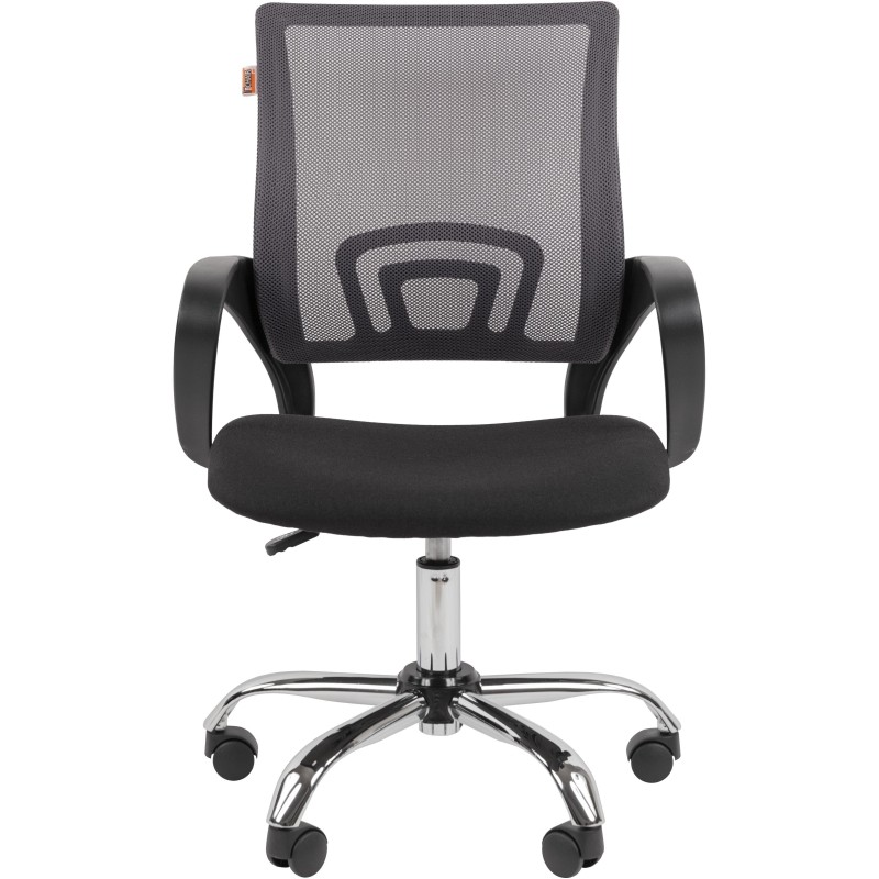 Кресло VT_EChair-304LT TC ткань черн/сетка серый, хром