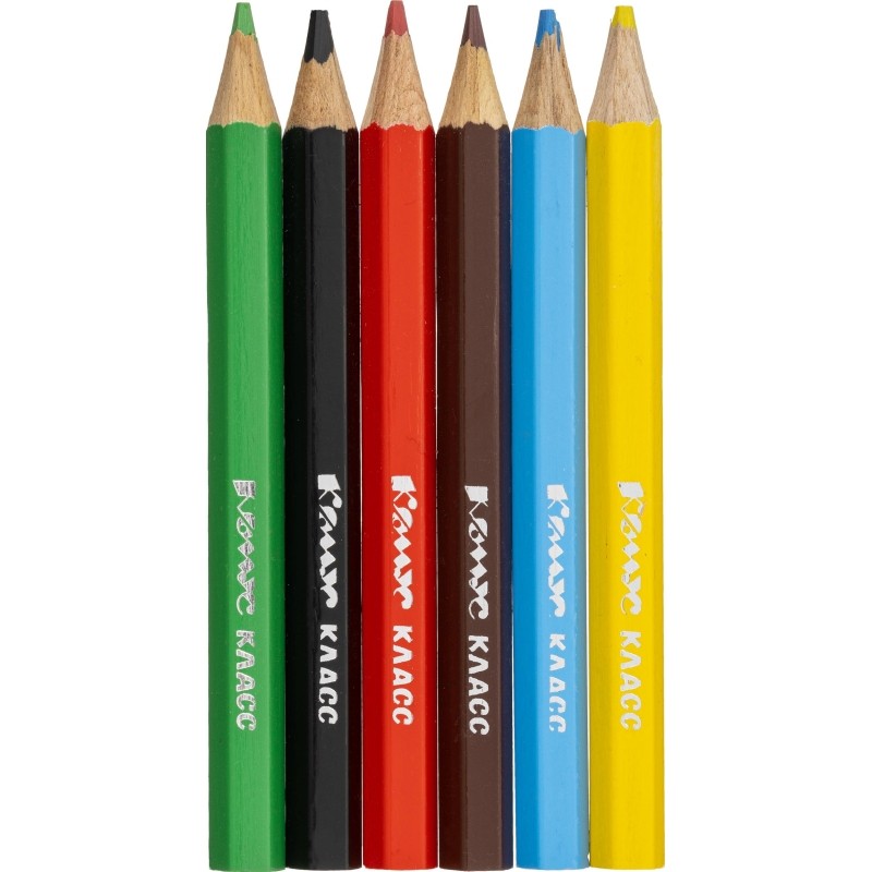 Карандаши цветные 6цв/наб6-гран №1School/Комус Класс ColorPics коротк,88мм