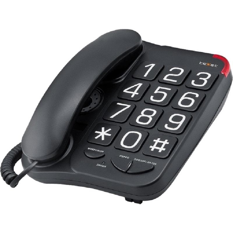 Телефон проводной teXet TX-201 черный