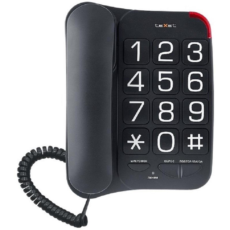 Телефон проводной teXet TX-201 черный