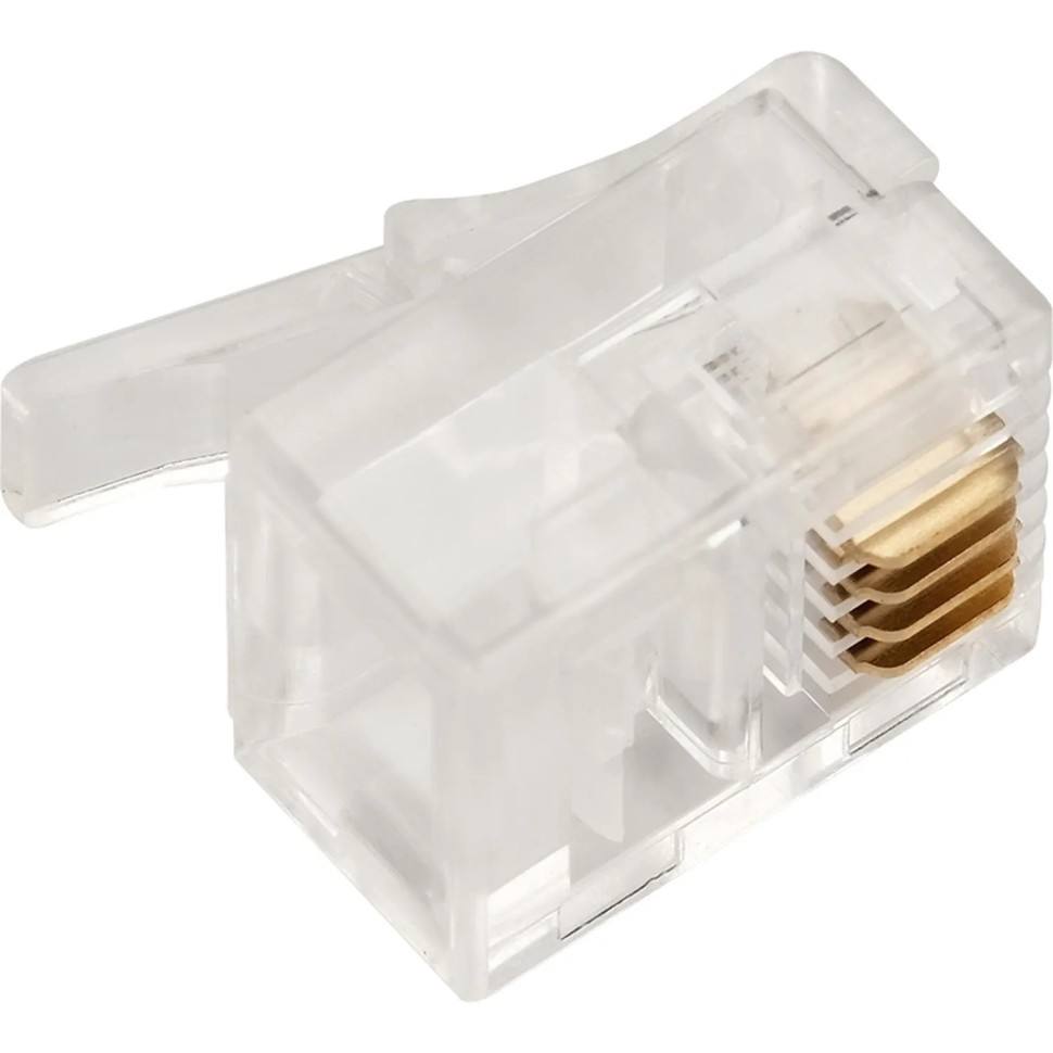 Коннектор RJ12 TWT TWT-PL12-6P4C/JR100 д/кабеля 4-ех конт 100шт/уп
