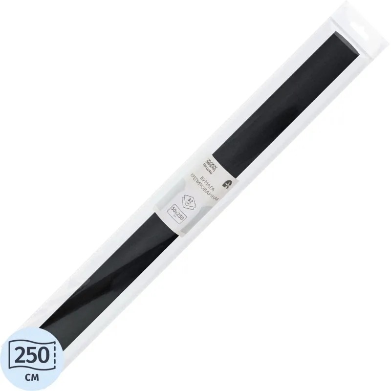 Бумага крепированная ТРИ СОВЫ, 50x250см, 32г/м2, черная, в рул, CR_43993