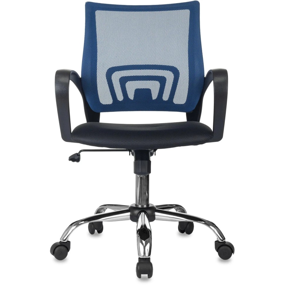 Кресло БР Комус Мебель EChair-396 сетка/ткань,синий/черный,хром