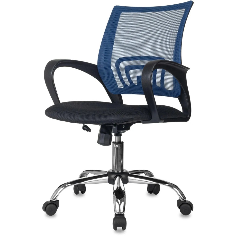 Кресло БР Комус Мебель EChair-396 сетка/ткань,синий/черный,хром