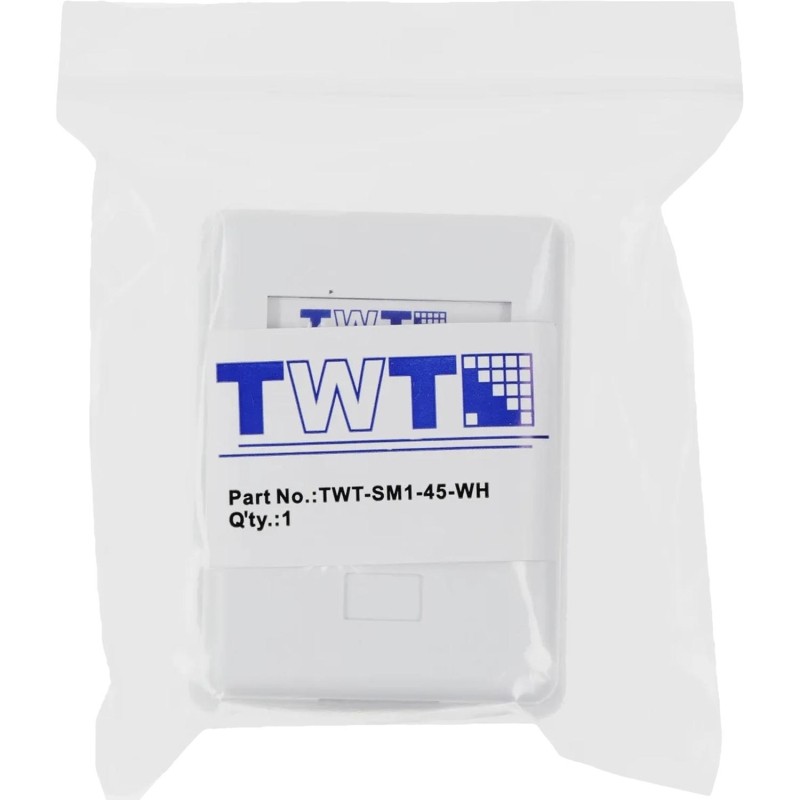 Розетка настенная TWT TWT-SM1-45/S-WH, 1 порт RJ-45 кат. 5е, STP, белая