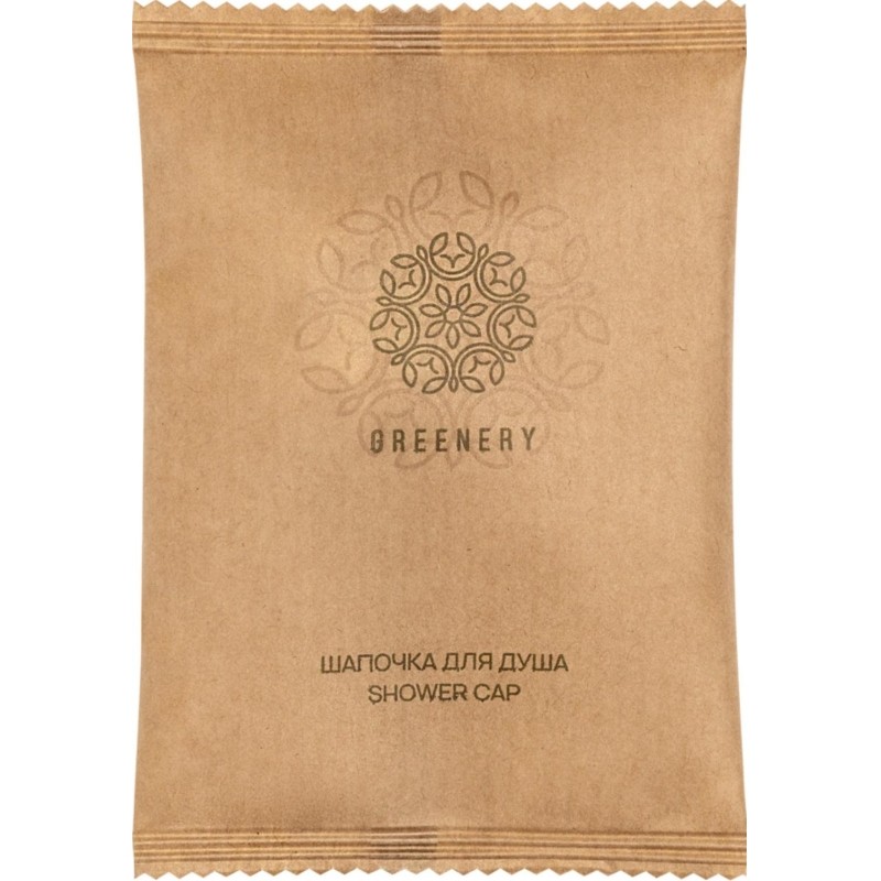 Шапочка для душа GREENERY, флопак крафт, 300шт/уп