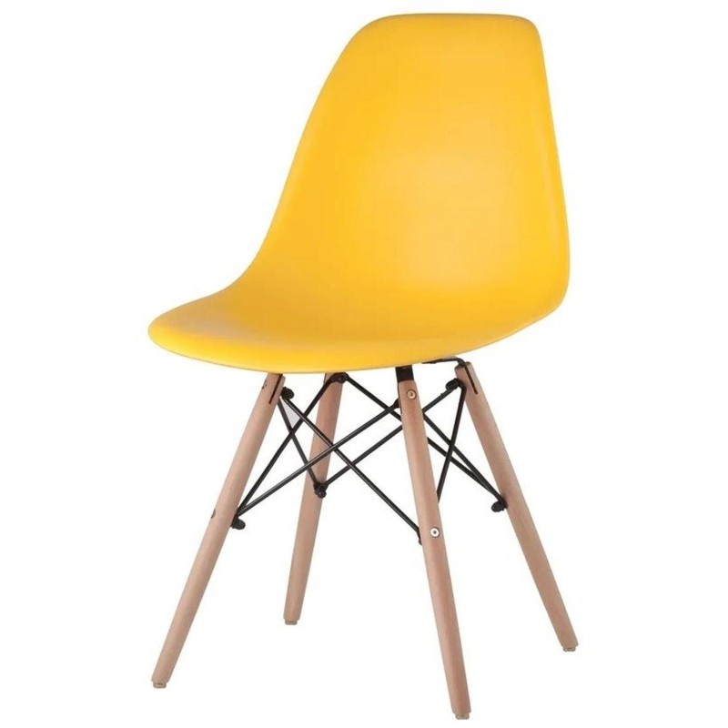 Стул для столовых SG_Eames PP желтый, деревянные ножки