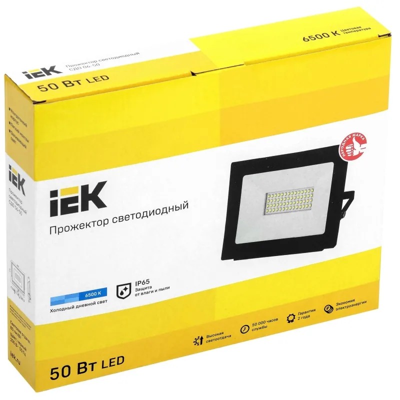 Прожектор светодиодный СДО 06-50 6500К IP65 черн. ИЭК LPDO601-50-65-K02