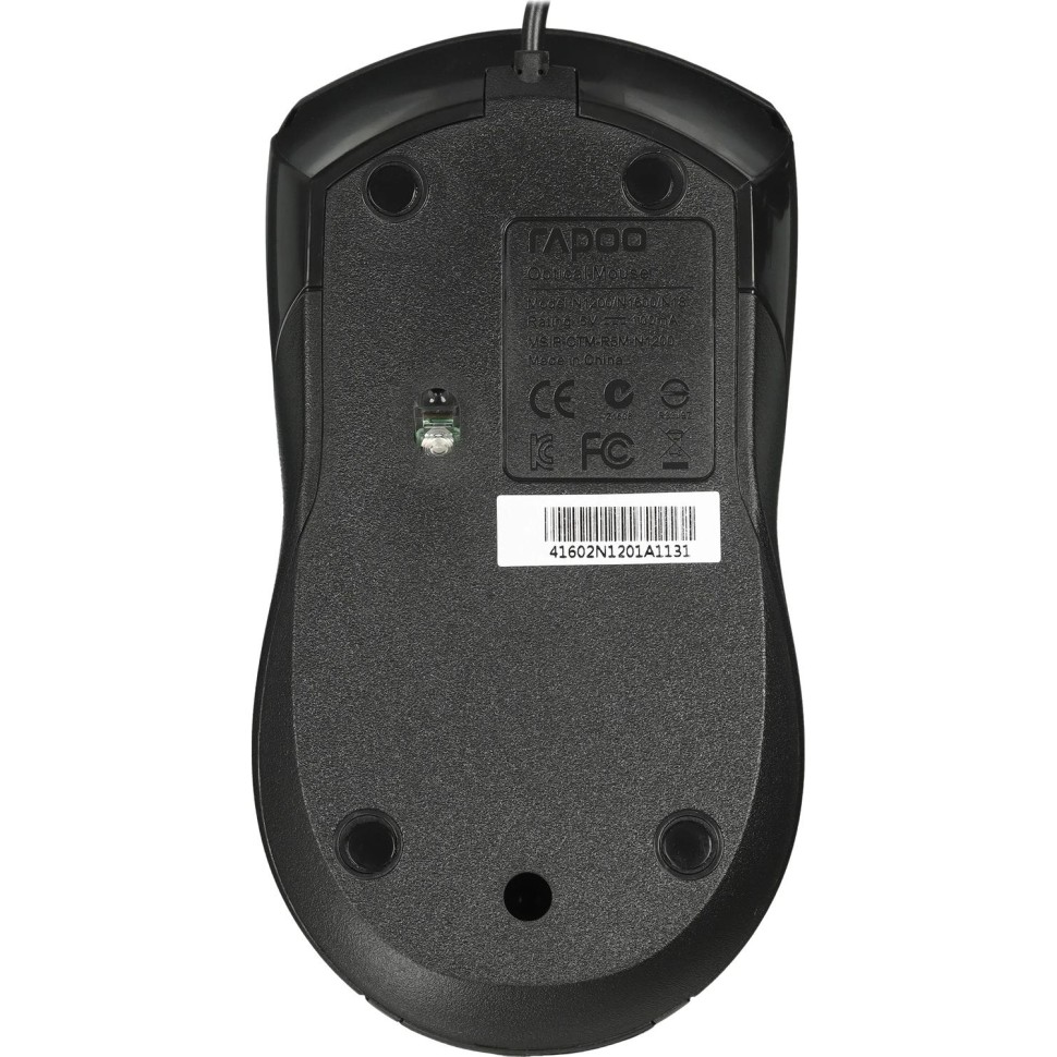 Мышь компьютерная RAPOO проводная N1200, цвет - черный