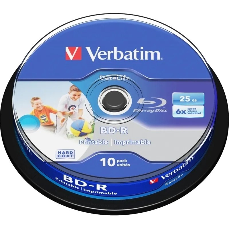 Носители информации Verbatim BD-R 25ГБ, 6x SL DL Print 10шт/уп, 43804