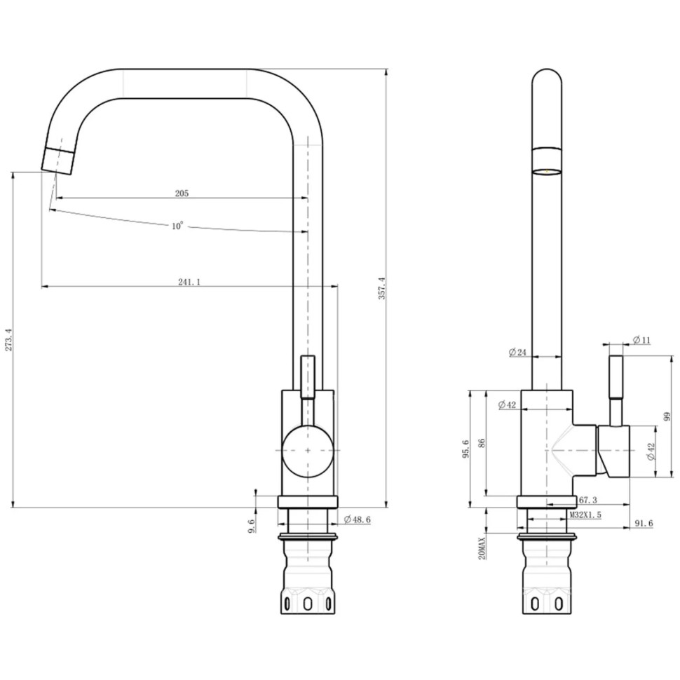 Смеситель для кухни СС_нержавеющая сталь OLIVE&#039;S Balear, 13435-2BLB