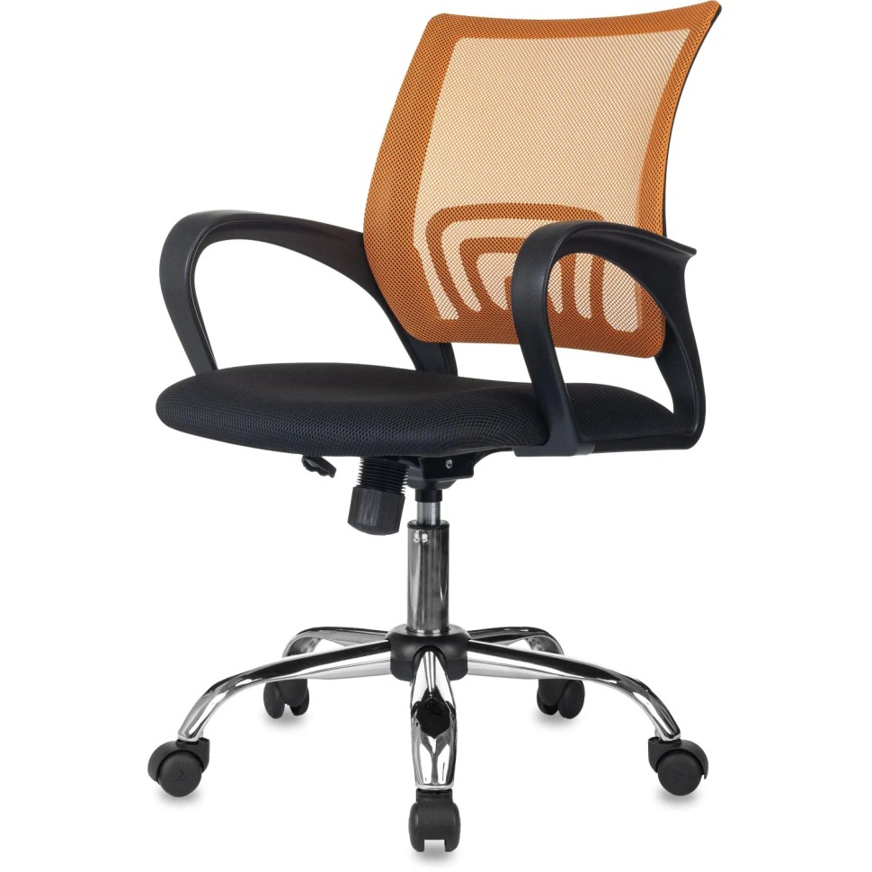 Кресло БР Комус Мебель EChair-396 сетка/ткань,оранжевый/черный,хром