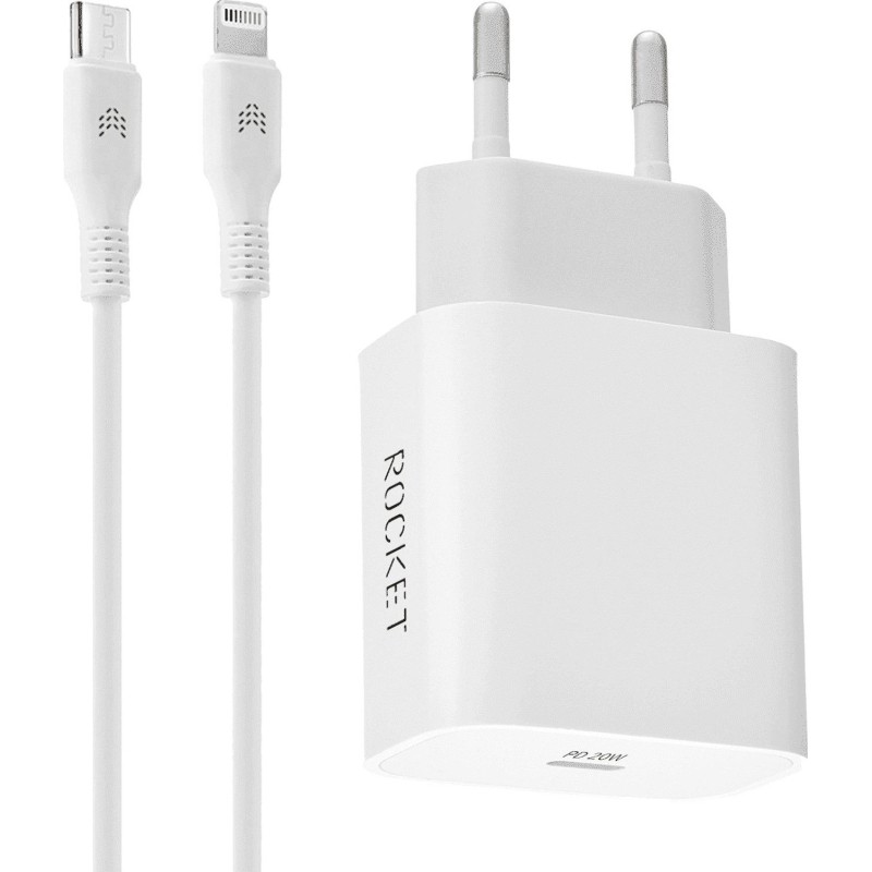 Зарядное устройство сетевое 20W USB-C+Light.RocketSp.Combo(RWCC504WH20CL-C)