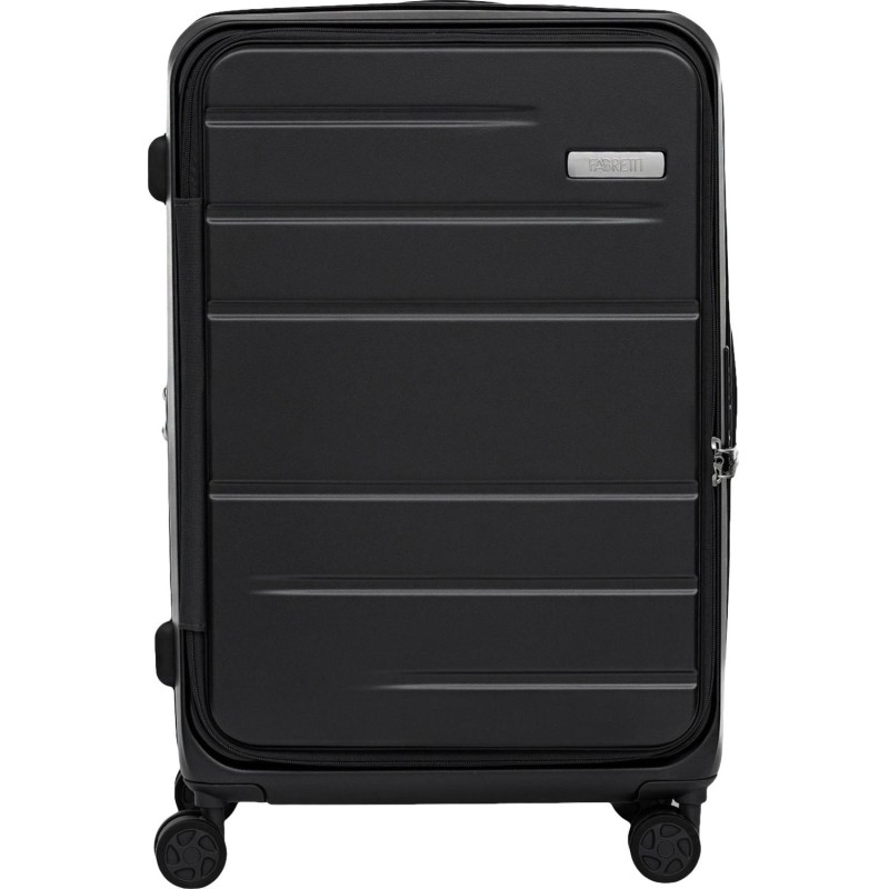Чемодан 4-х колесный 100% поликарбонат, FABRETTI,45X67X28,черн,EN1030-24-2