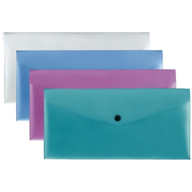 Папка-конверт на кнопке Attache Metallics А6 200мкм 4цв/уп,горизинтальная