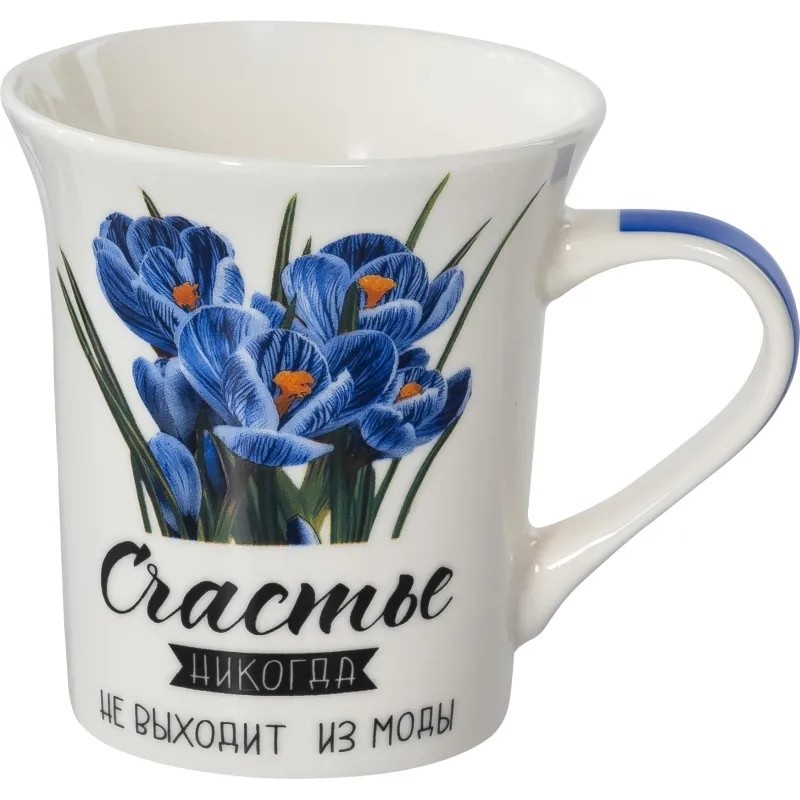 Кружка 310мл, МИКС 2 ДЕКОРА, NEW BONE CHINA,СЧАСТЬЕ 135-08043