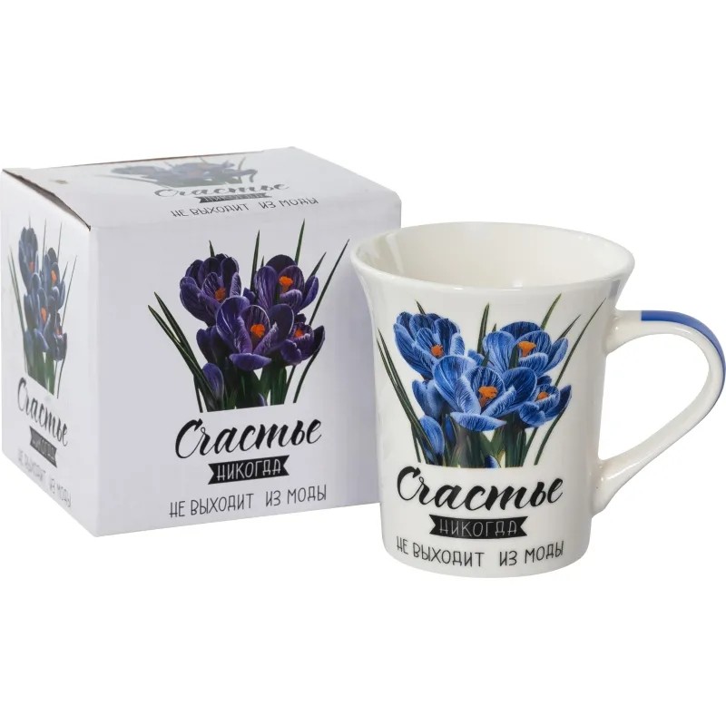 Кружка 310мл, МИКС 2 ДЕКОРА, NEW BONE CHINA,СЧАСТЬЕ 135-08043