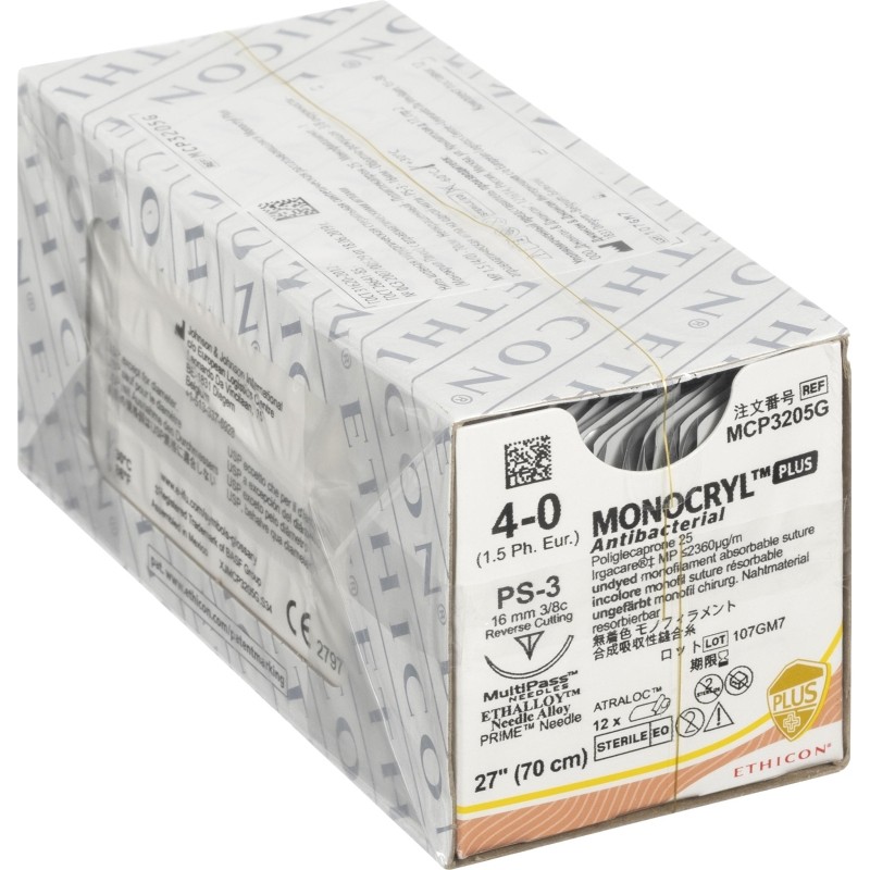 Шовный материал Монок+ 4/0,70см н/окр Пр-м обр-реж 16мм 3/8 MCP3205G 12ш/уп