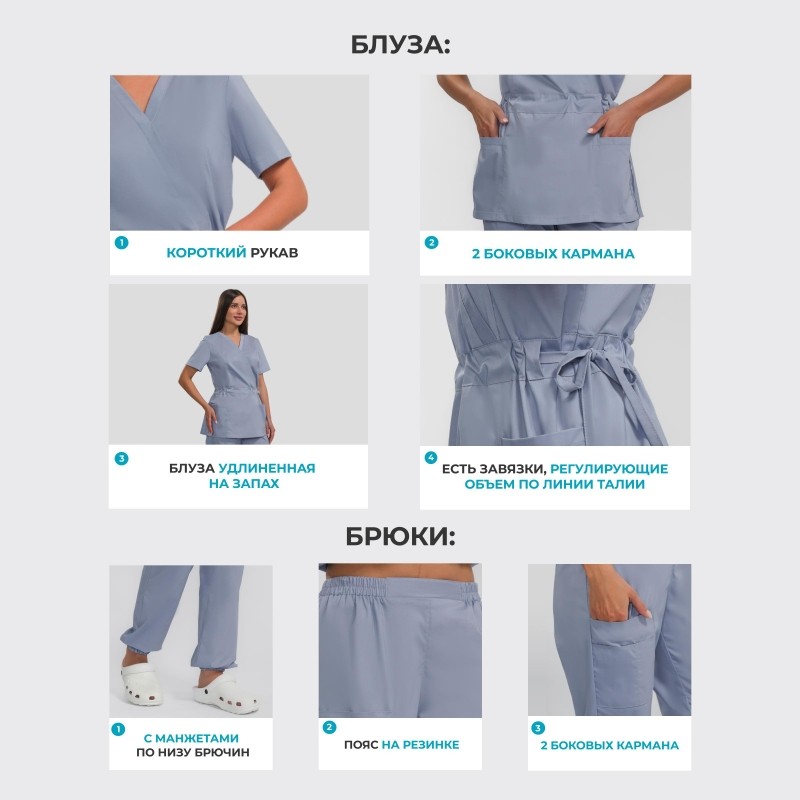 Костюм для медицинского персонала жен. М24 КБР серый 52 (158-164)