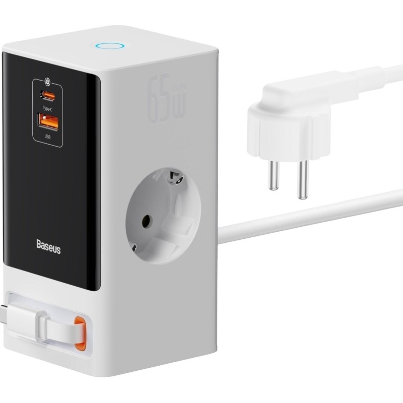 Зарядное устройство сетевое Baseus PSLR000602 2AC+1A+1C retr 65W белый