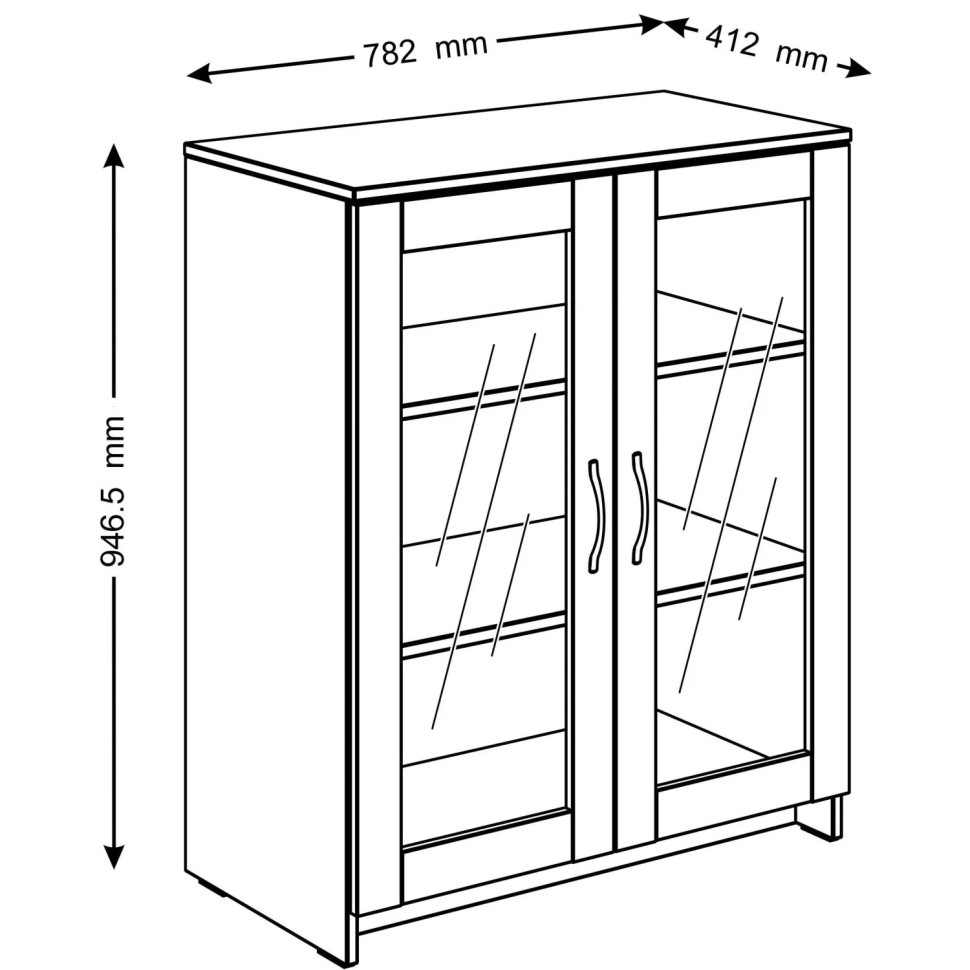 Тумба ШС_Сириус 2 двери со стеклом 78х94,6 дуб сонома