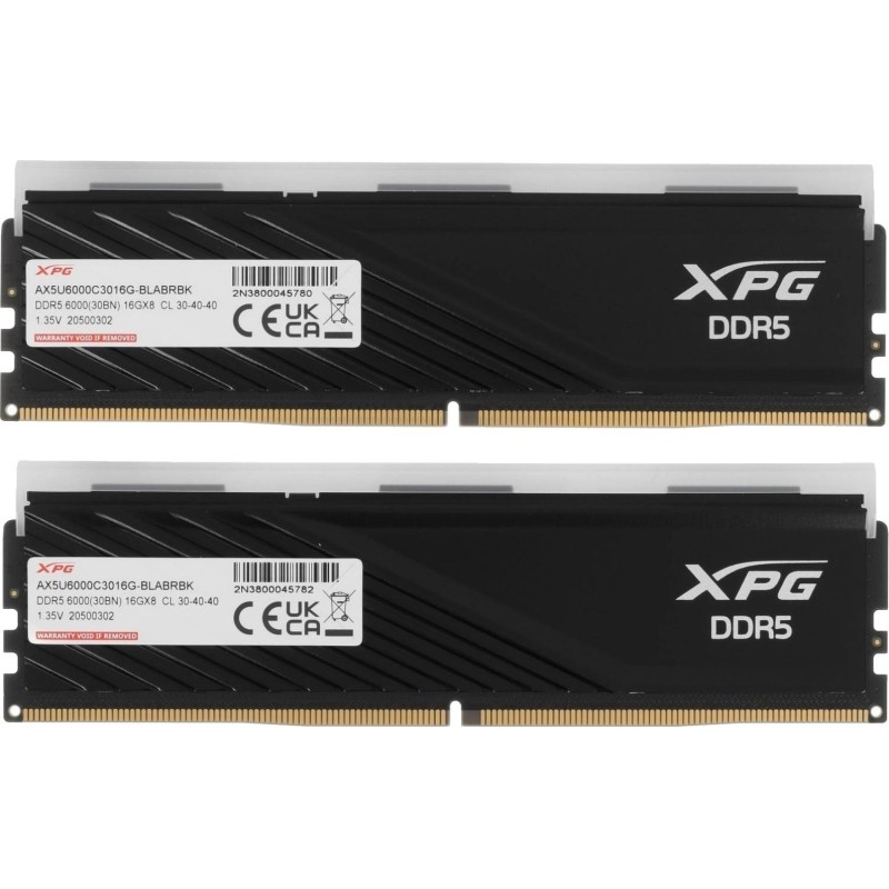 Модуль памяти ADATA DDR5 DIMM 32Gb(2x16) 6000МГц (AX5U6000C3016G-DTLABRBK)