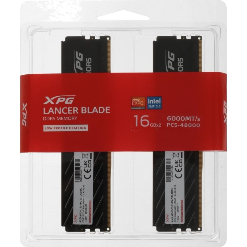 Модуль памяти ADATA DDR5 DIMM 32Gb(2x16) 6000МГц (AX5U6000C3016G-DTLABRBK)