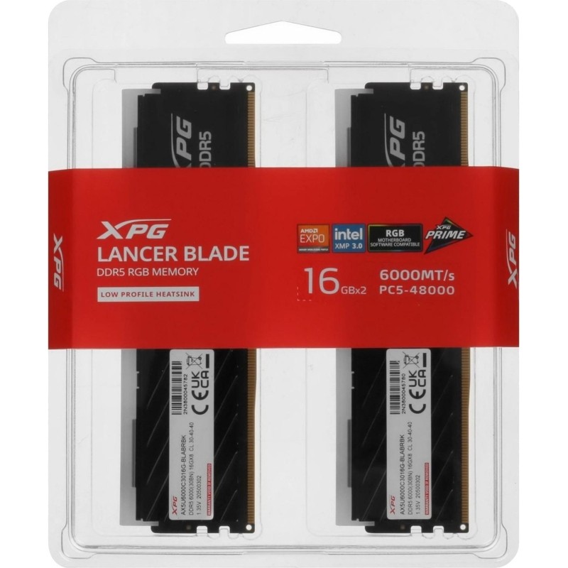 Модуль памяти ADATA DDR5 DIMM 32Gb(2x16) 6000МГц (AX5U6000C3016G-DTLABRBK)