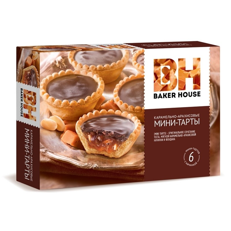 Пирожное Мини-тарты Baker House с карамельно-арахисовой начинкой, 240г