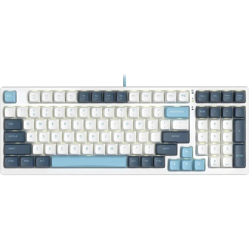 Клавиатура A4Tech Fstyler(FS300 PANDA SNOWBOARDING)мех.бел/син USB gam.LED