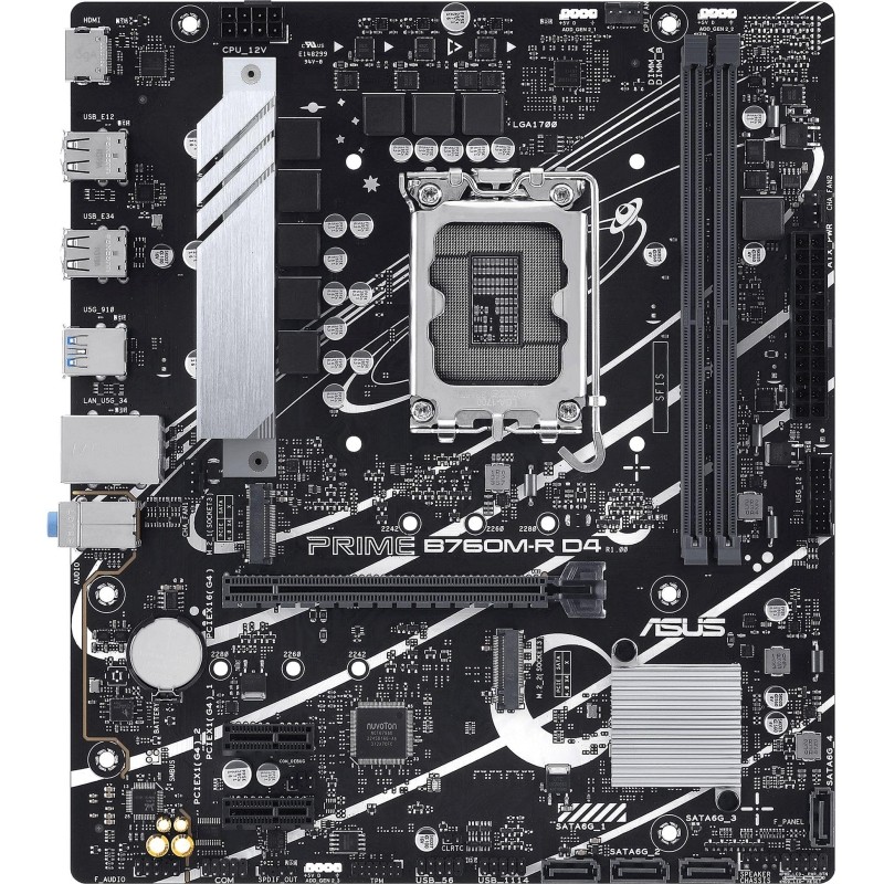 Материнская плата ASUS PRIME B760M-R D4, LGA1700,2xDDR4,(90MB1HA0-M0EAY0)
