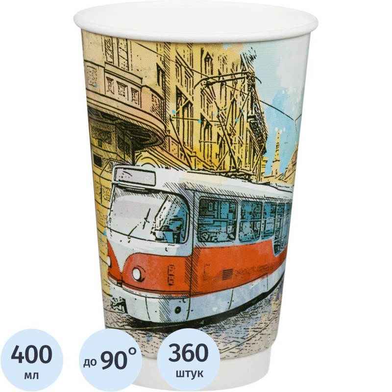 Стакан одноразовый ThermoCup 400 мл Big City Life, 360шт/уп, 420076
