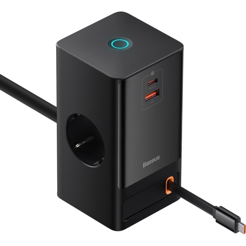 Зарядное устройство сетевое Baseus PSLR000301 2AC+1A+1C retr 65W черный
