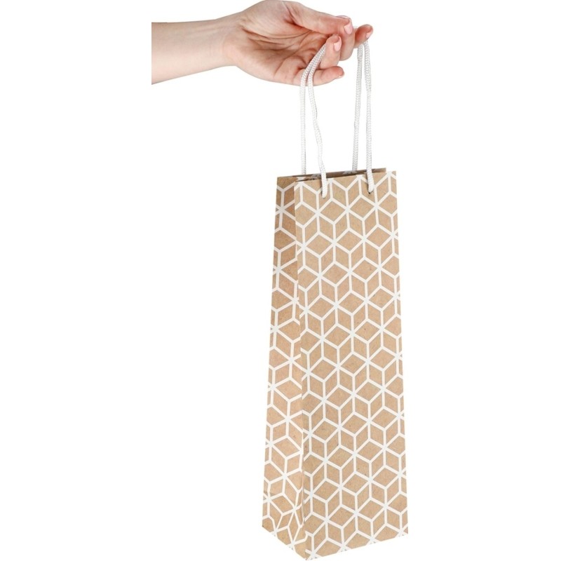 Пакет подарочный крафт-бум 12х36х8,5см(craft Bottle)Бел соты,130г ППК-4282
