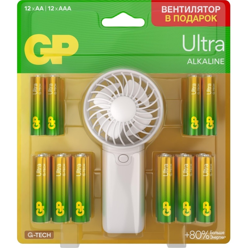 Батарейка GP Ultra 12xАА,ААА,подар.24шт/наб GP15AU/24AU/FANWETA21-2CRSBC24