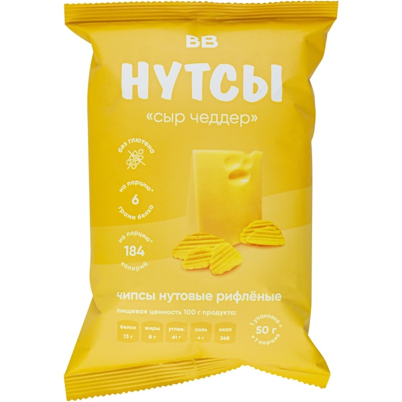 Чипсы нутовые Вкусвилл Сыр Чеддер 50г