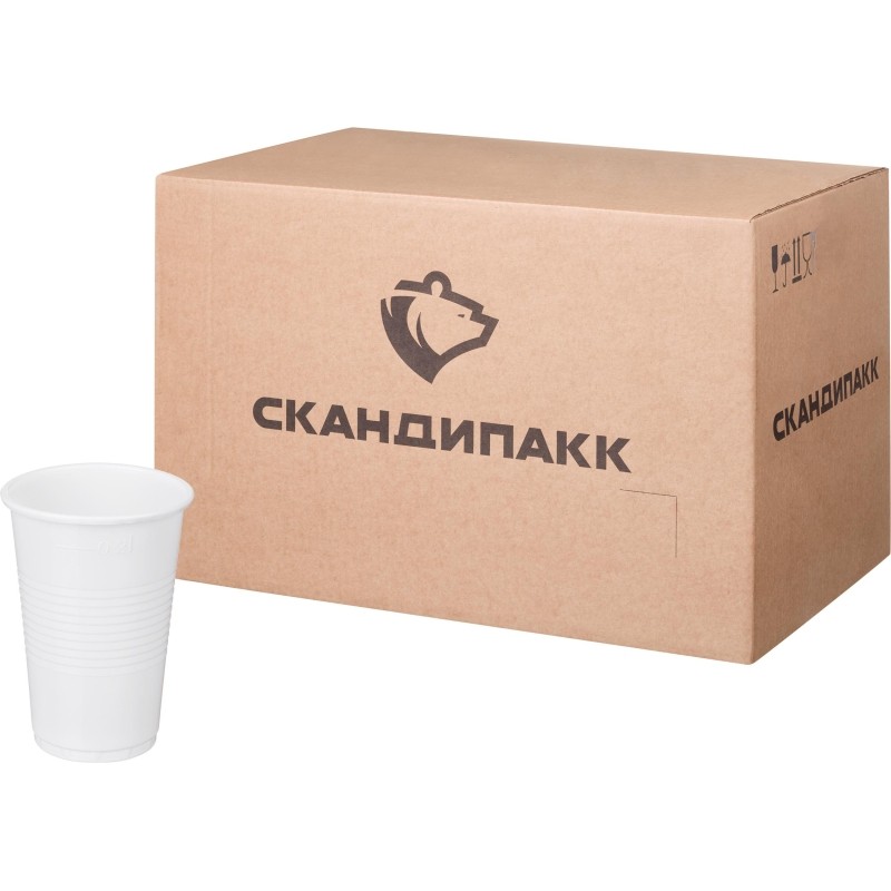 Стакан одноразовый 200мл белый, ПП, А25, 2000шт/кор