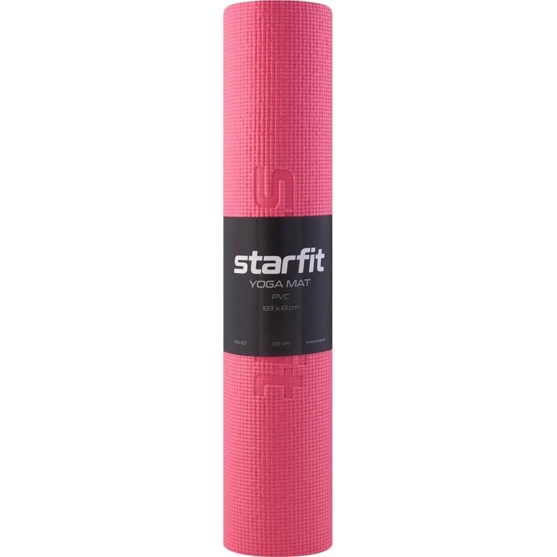 Коврик для йоги STARFIT FM-101 PVC, 0,6 см, 183x61см, розов, ЦБ-00001687