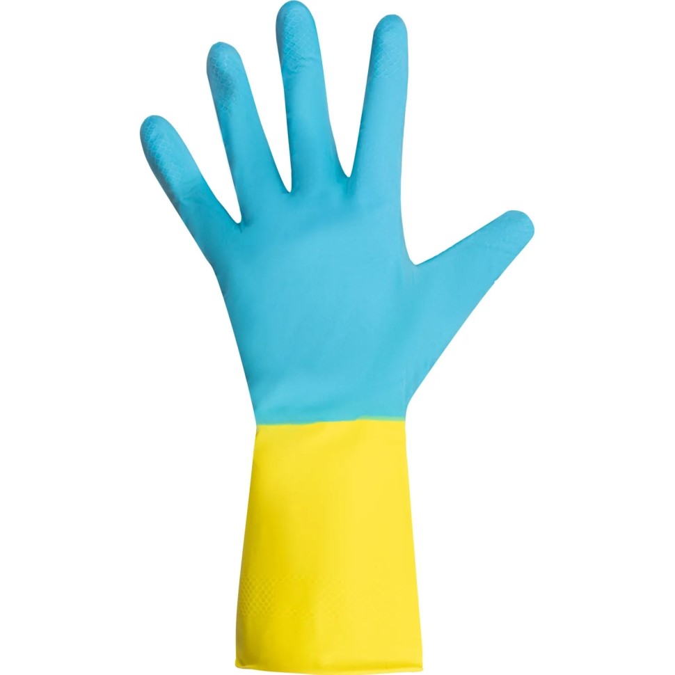 Перчатки хозяйственные Gloves Lux BICOLOR сине-желтые р.S