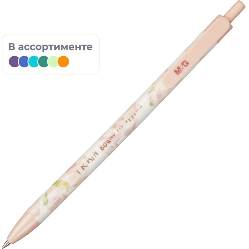 Ручка шариковая автоматическая M&amp;G Sakura Time, д.ш.0,5мм,син,масл, ассорт