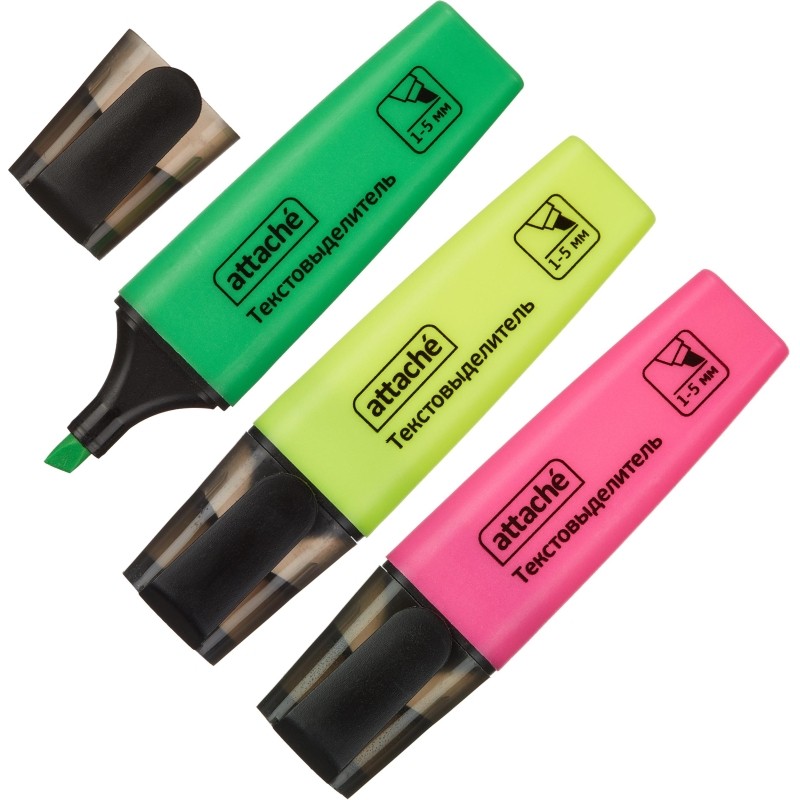 Набор текстовыделителей Attache Colored 1-5мм набор 3цв