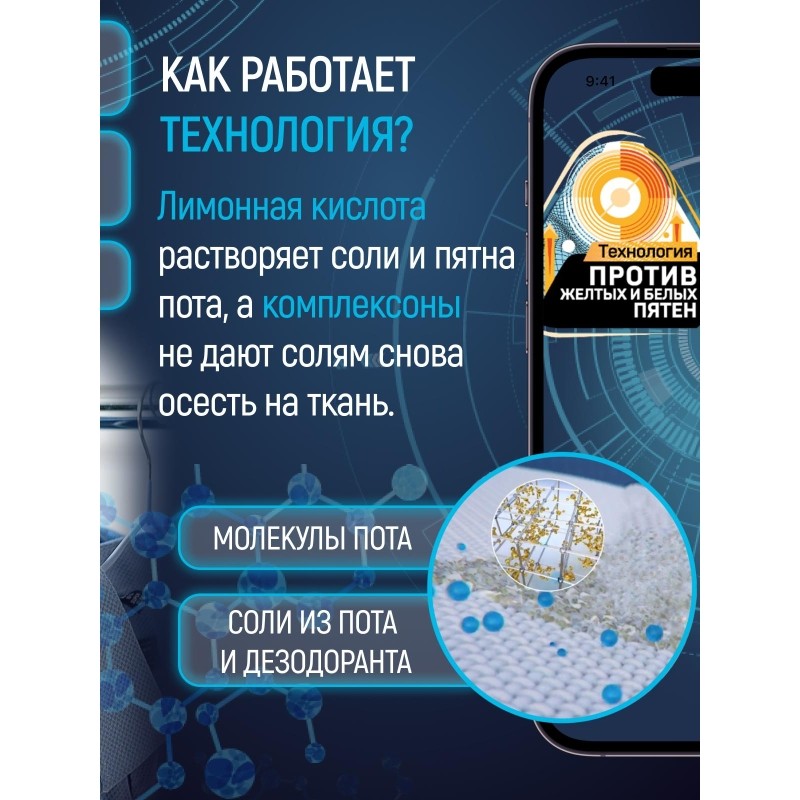 Пятновыводитель SALTON CleanTech от пятен пота и дезодоранта 120мл