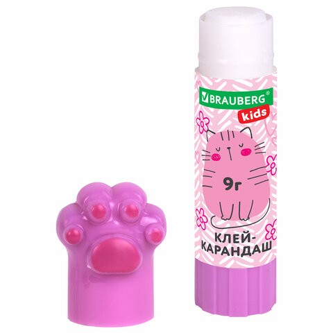 Клей-карандаш Лапки Cat Paw, 9 г, фигурный колпачок, BRAUBERG KIDS, 271981