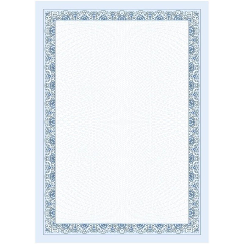 Сертификат-бумага с рамкой А4 синяя кружева, 250 г/кв.м, 20 шт/уп КЖ-1794/8