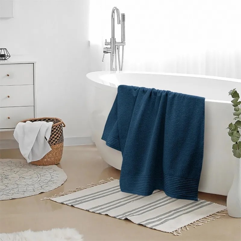 Полотенце махровое УЗБ Райт, L 70х130 т-син,159169 Полотенце махровое УЗБ Райт, L 70х130 т-син,159169