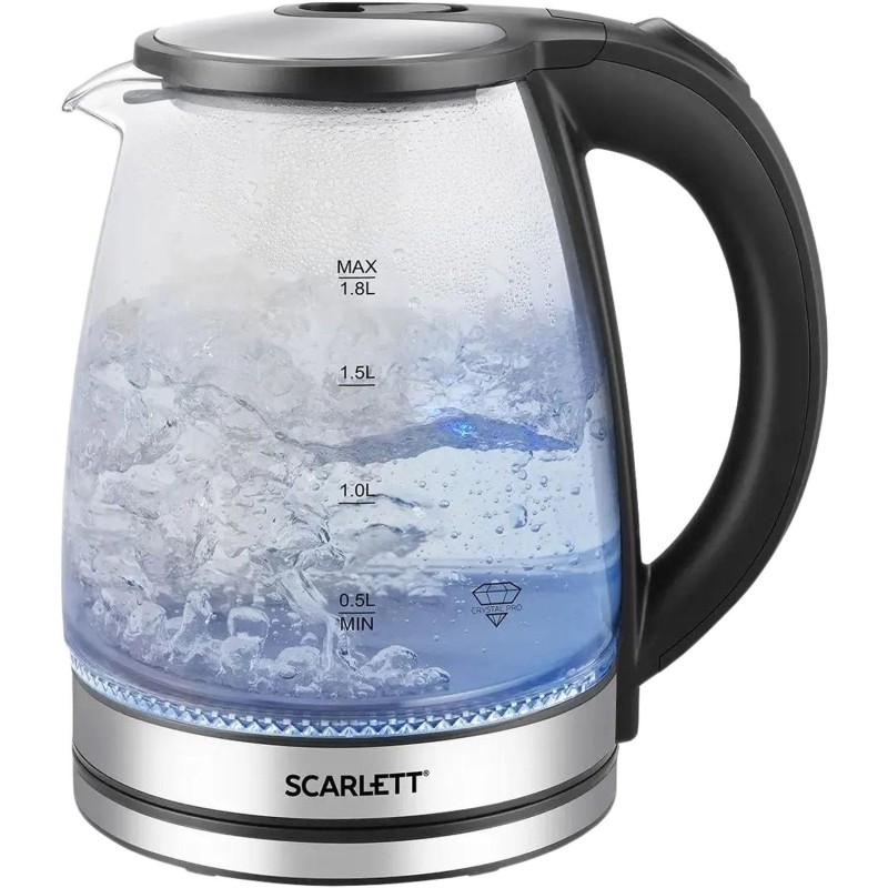 Чайник SCARLETT SC-EK27G103, электрический, 1800Вт, 1.8л, стекло/сталь